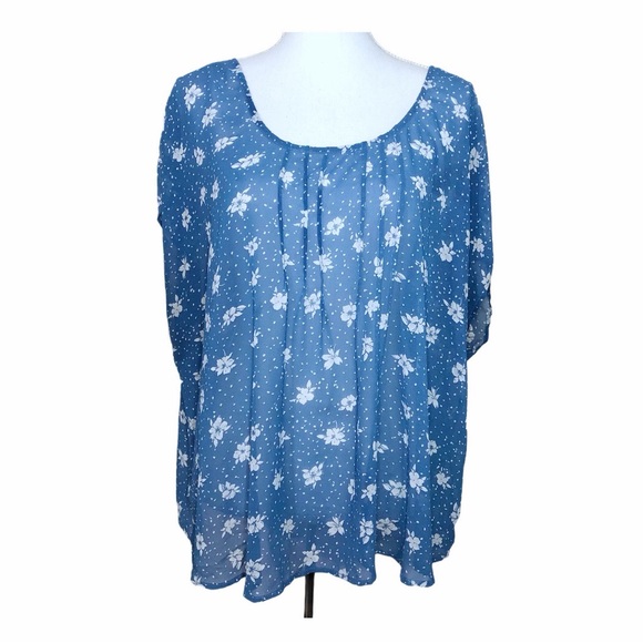 Torrid Scoop Neck Sheer Floral Tulip Back Blouse Size 2x - Picture 3 of 8